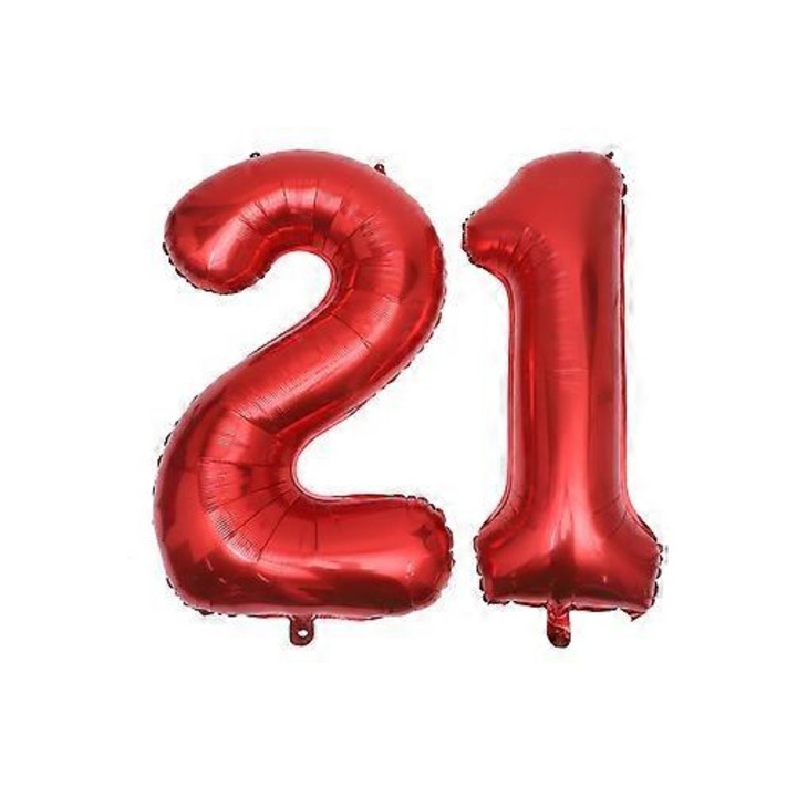 2 darab 1-es és 2-es számú lufi, piros, alufóliából, 99x46cm és 100x70cm