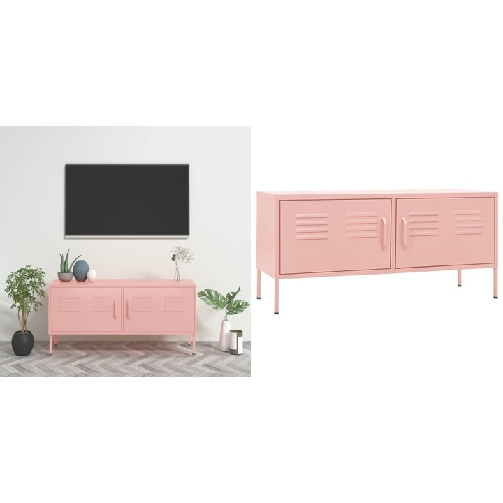 Comoda TV, roz, 105x35x50 cm, otel