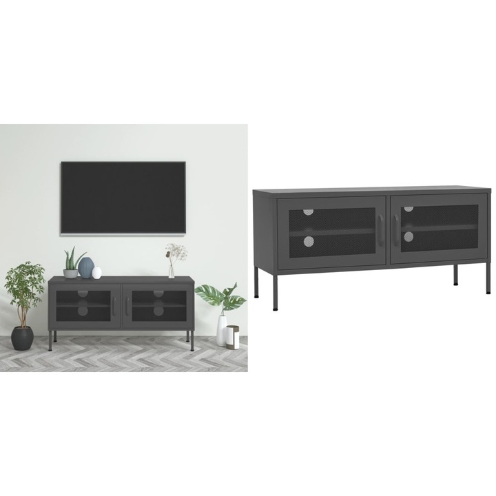 Comoda TV, antracit, 105x35x50 cm, otel