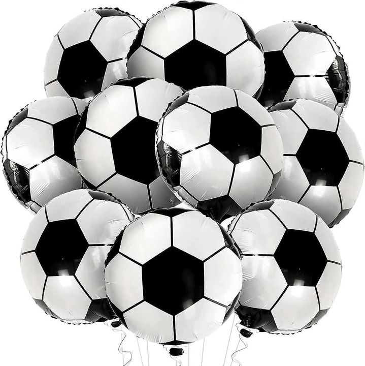 10 db 46 cm-es fekete-fehér focilabda lufi tematikus partikra
