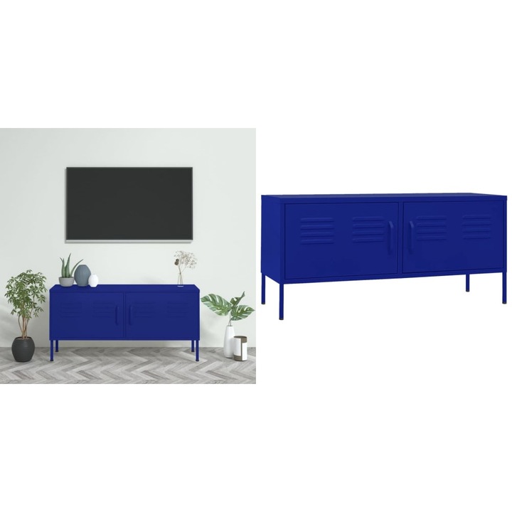 Comoda TV, bleumarin, 105x35x50 cm, otel