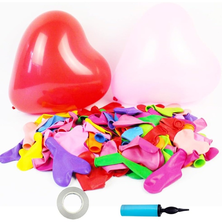 100 db színes szív alakú latex lufi 10" Valentin-napi dekorációhoz