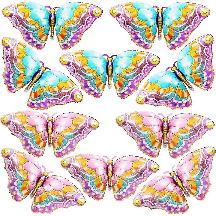 10 db fólia pillangó lufi szett, tematikus parti dekoráció, többszínű