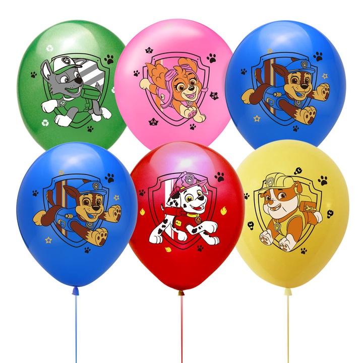 Paw Patrol latex lufi szett, 12 hüvelyk, 6 szín, 2,8g/darab