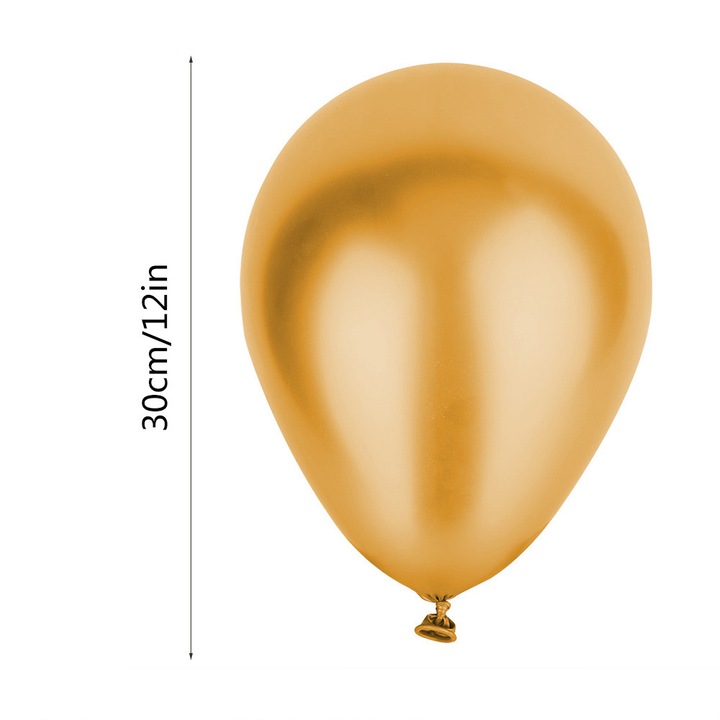 50 db 12"-os metál színű latex lufi, arany, partikra