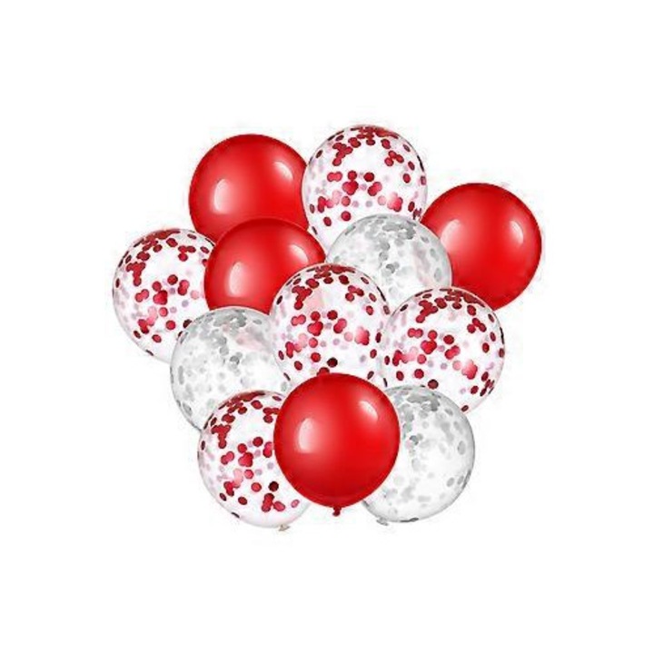 40 darabos latex lufi szett, 30 cm, 20 piros lufi, 20 flitteres lufi, TOYANDONA