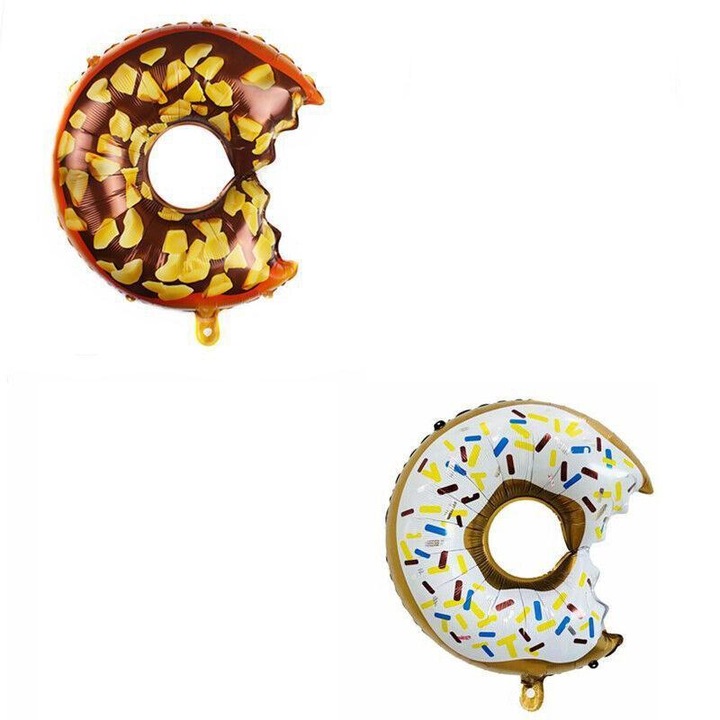 Rózsaszín fánk alakú fólia lufi, 73x50cm, party szett