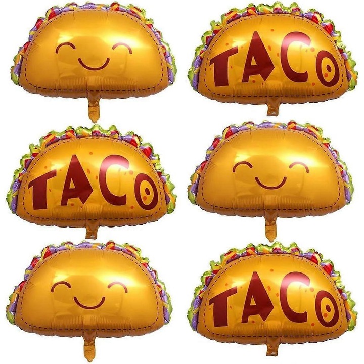 6 darab tortillalap alakú fólia lufi szett, esküvői dekoráció, születésnap, többszínű, 70x60x0.1cm