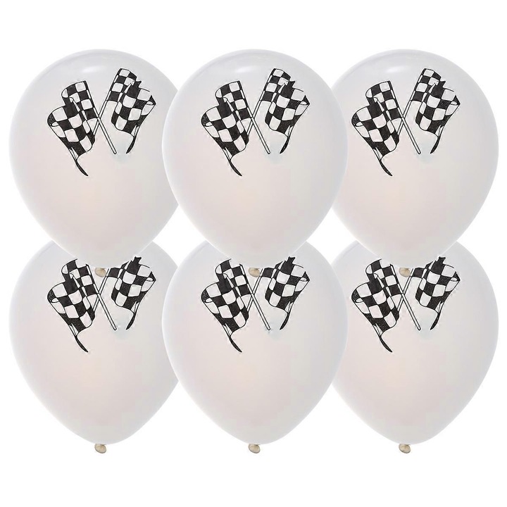 10 db latex lufi készlet, kockás zászló mintás, fehér, 10x6x0.1cm