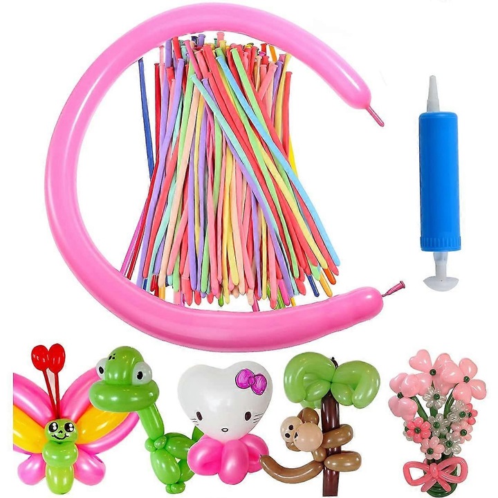 100 db-os latex lufi készlet, válogatott színek, pumpával bulikhoz