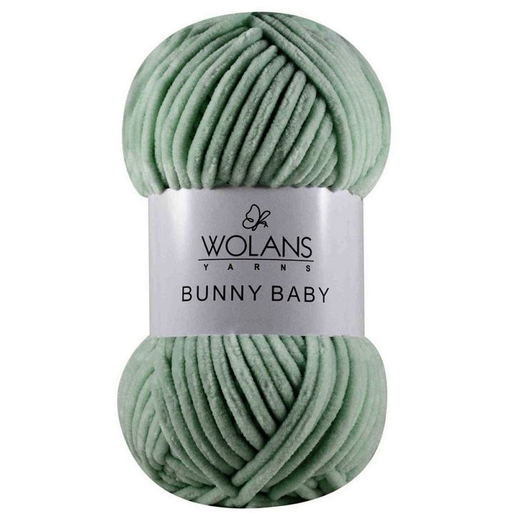 Fir plusat de catifea Wolans Bunny Baby 78, 100 g/120 m, verde