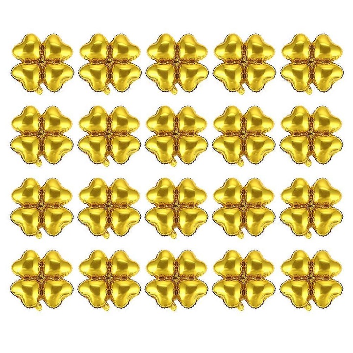 50 darab négylevelű lóhere fólia lufi szett, arany, 45x45cm