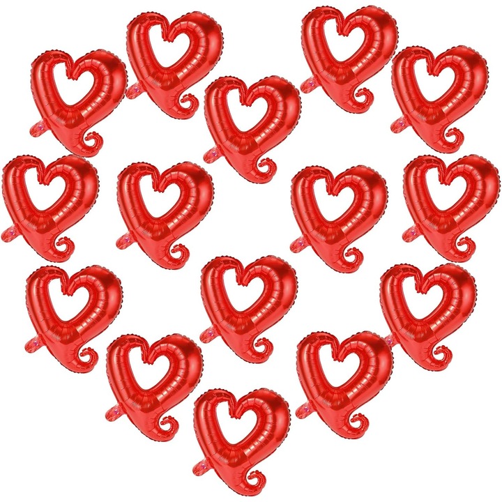 15 darab piros szív alakú fólia lufi, 46 cm, Valentin-napi dekoráció