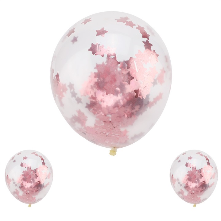 50 db-os latex lufi szett konfettivel, 12 hüvelykes, arany rózsaszín, születésnapi és esküvői partira