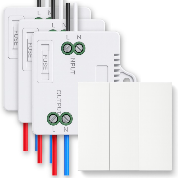 Vezeték nélküli kapcsolókészlet 3 gombos, Spreest, vízálló, 87x87x17mm