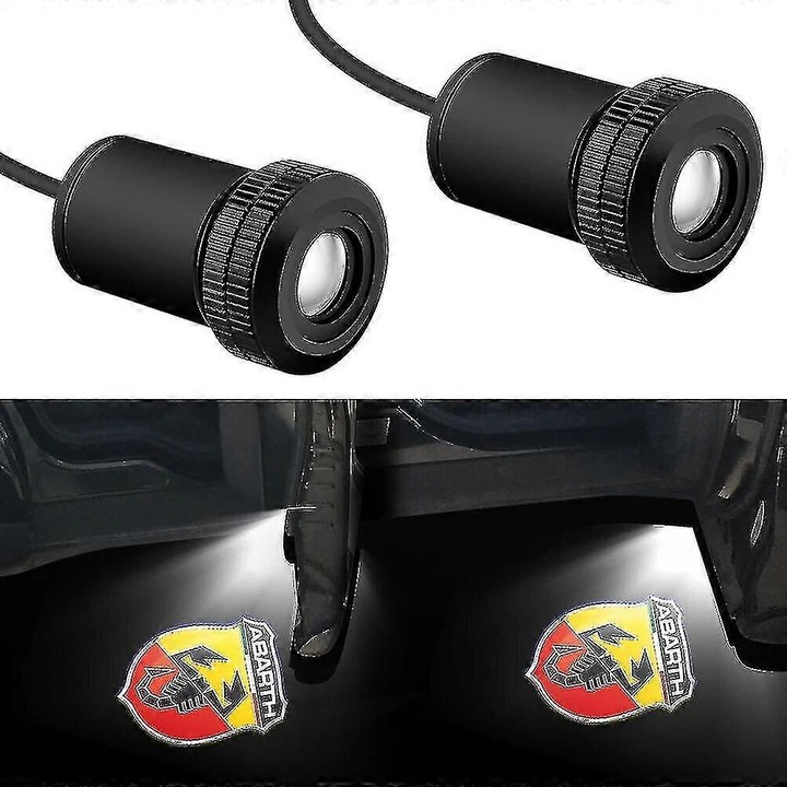 Set 2 Proiectoare Logo Abarth pentru Usi Auto, 12V, 36cm, LED
