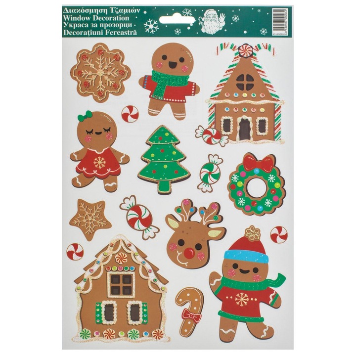 Karácsonyi matrica ablakra 20x30cm Gingerbread Shopiens®