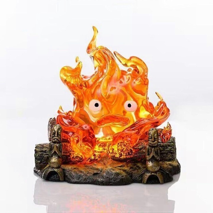 Нощна лампа Calcifer, анимиран дизайн, ефект на пламък, PVC