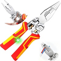 Cleste electrician multifunctional YOUKUKE, 9 functii, manere izolate 1000V, 210 mm, rosu-galben