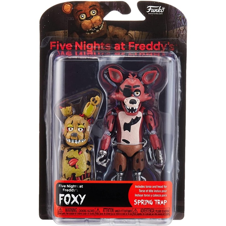 Five Nights at Freddy's figura, Foxy, 12cm, hajlítható ízületekkel, kártyával és bemutató dobozzal