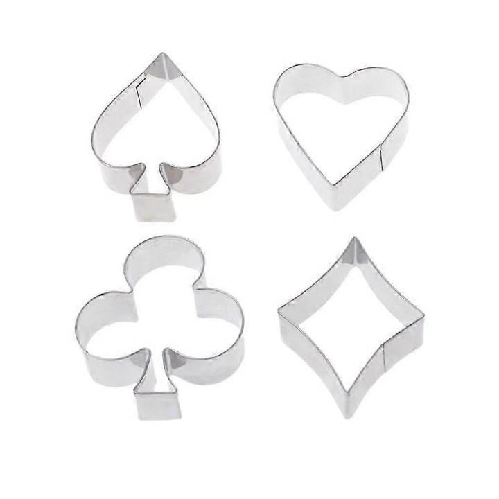 Rozsdamentes acél süteménykészítő forma, 4 darabos, póker stílusú, ezüst, 4cm~6cm