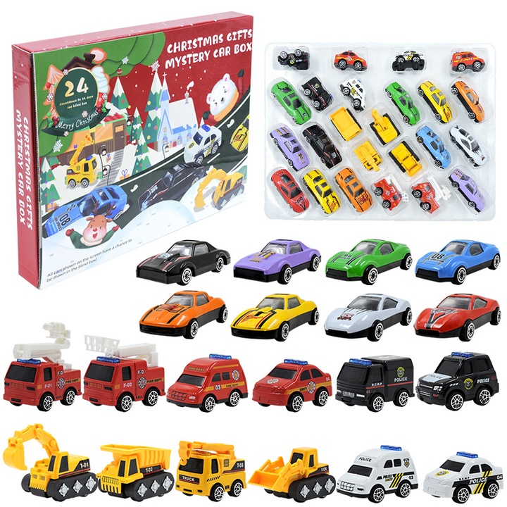 Calendar de Advent cu masinute, 5-7 cm, Multicolor