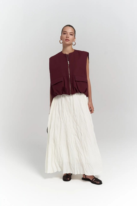 Fusta HiCCUP, Jayla Maxi, Alb Natural, textil