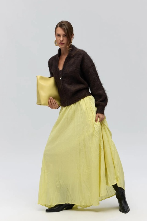 Fusta HiCCUP, lungi, galben chihlimbar, textil