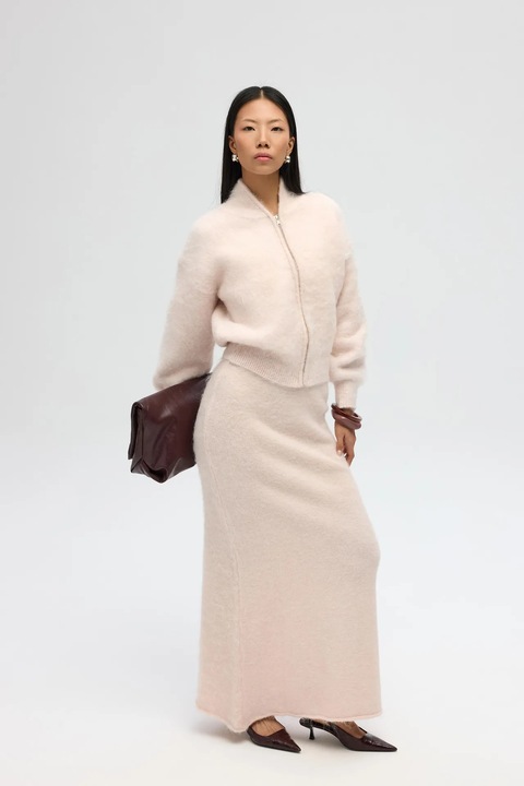 Fusta HiCCUP, fusta lunga tricotata, roz carnation, S-M INTL