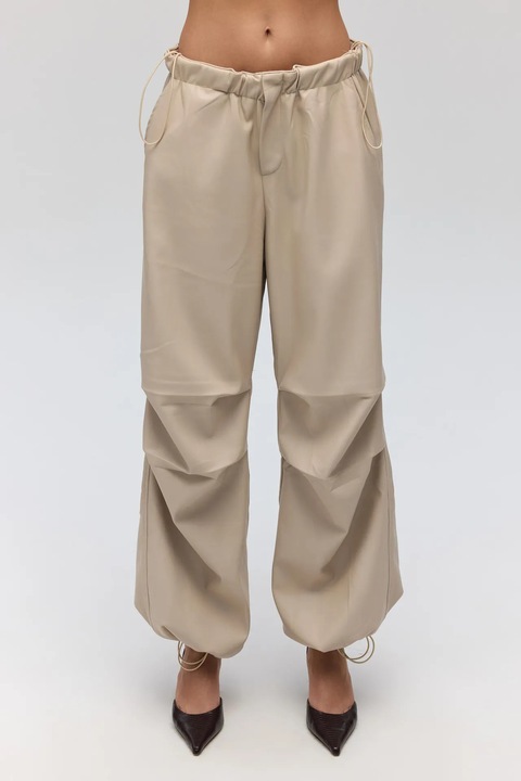 Pantaloni dama, HiCCUP, Dion, imitatie de piele, bej natural