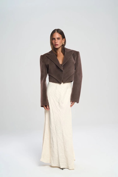 Fusta HiCCUP, fusta maxi din satin, ivory