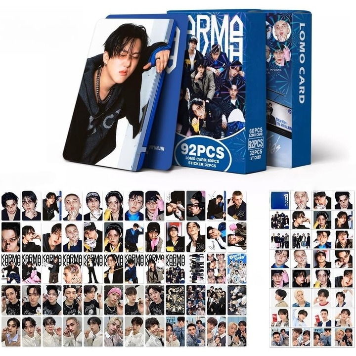 Készlet 60 fotókártya/32 matrica Stray Kids, Multicolor