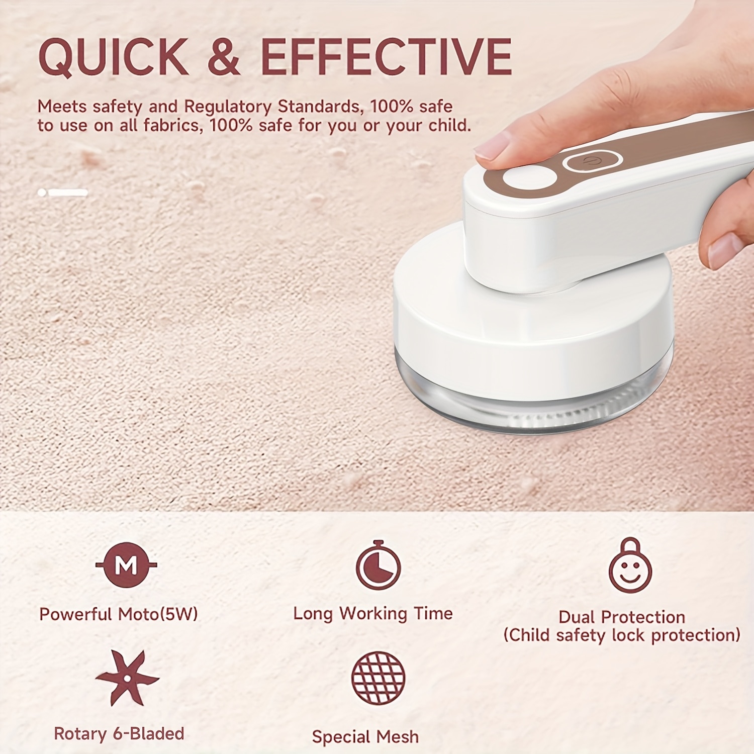 Aspirator portabil pentru scame, dispozitiv de indepartare a parului, functionare manuala/USB, plastic, pentru imbracaminte, covoare, mobilier