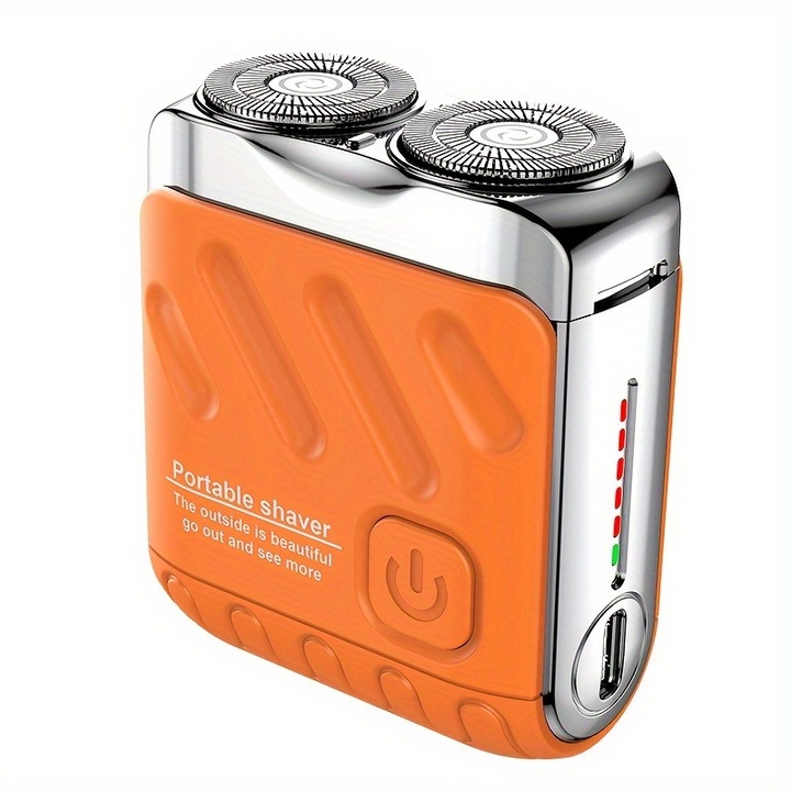 Aparat de ras electric WITZIO, portabil, acumulator litiu 300mAh, incarcare USB, portocalie