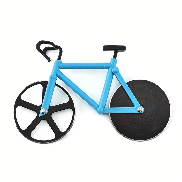 Cutit de pizza OMGift, forma bicicleta, inox, 18, 5x11, 5cm