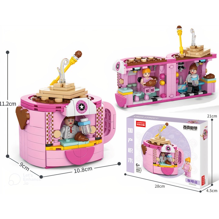 Set de constructie, Coffee Shop, micro caramizi, decorativ, 20x15x10cm