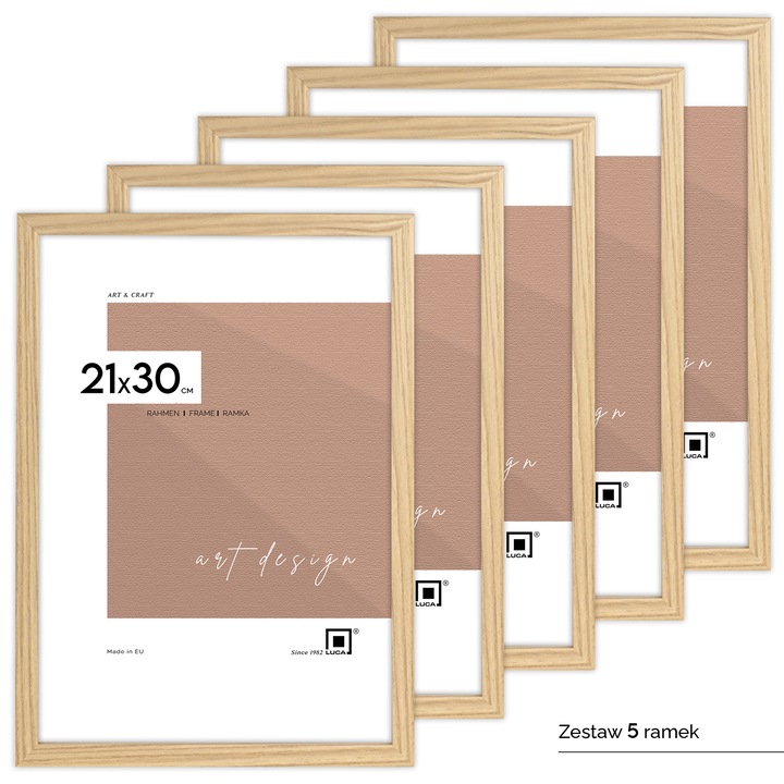 Set 5 rame foto LUCA, 21x30cm, culoare brown, MDF, plexi 2mm