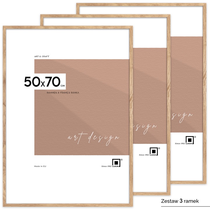 Set 3 rame foto LUCA, 50x70cm, MDF, culoare brown