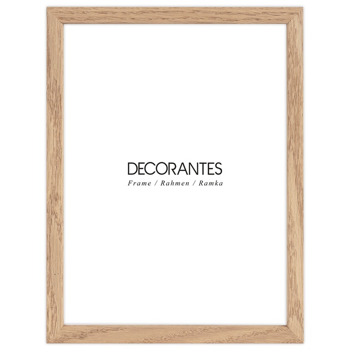 Rama foto din lemn de stejar Framai 18x24 cm, sticla minerala, suport pentru birou