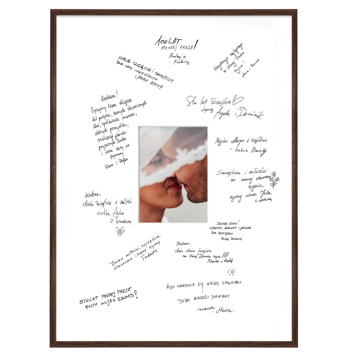 Rama foto clasica, LUCA, 50x70 cm, cu passe-partout, pentru nunta, culoare maro