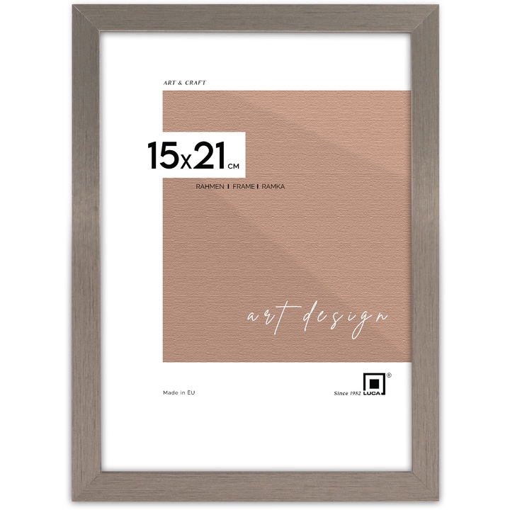 Rama foto LUX ST, 15x21 cm, argintie, din MDF, plexi 2 mm, versatila