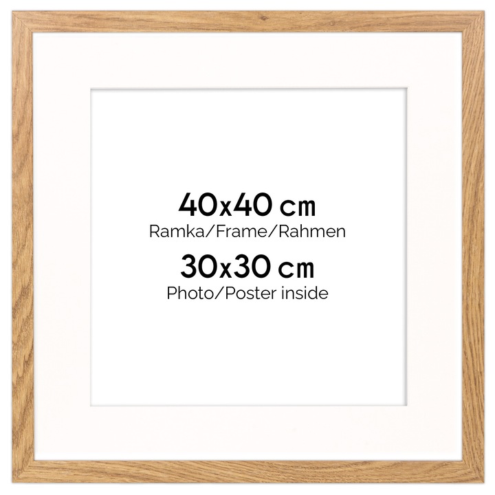 Rama foto clasica Framai 40x40 cm, neagra mata, dimensiune interioara 30x40 cm, montare usoara