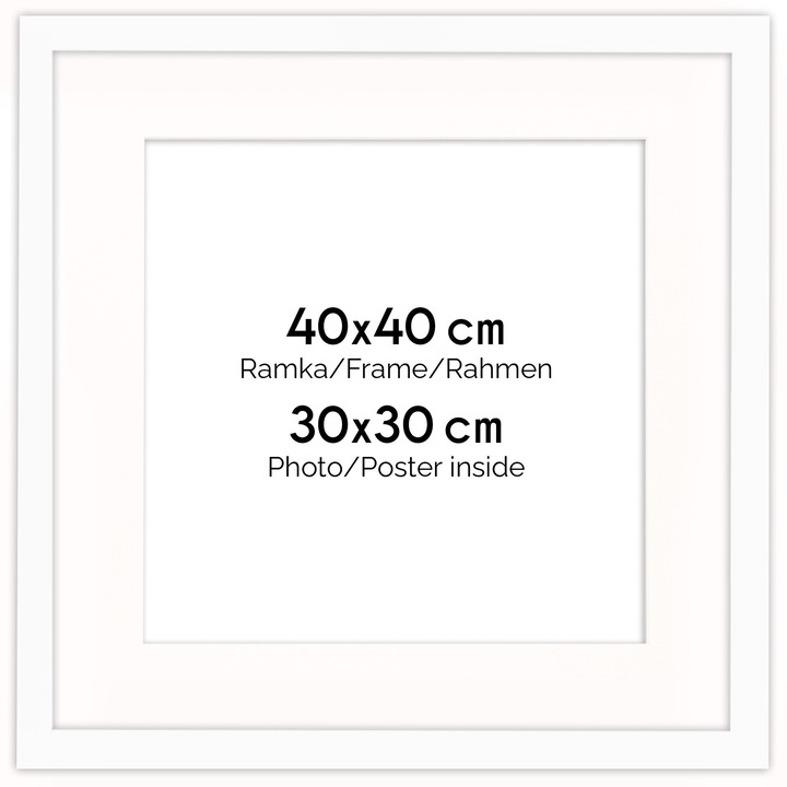 Rama foto clasica Framai 40x40 cm cu passe-partout 30x30 cm, alba