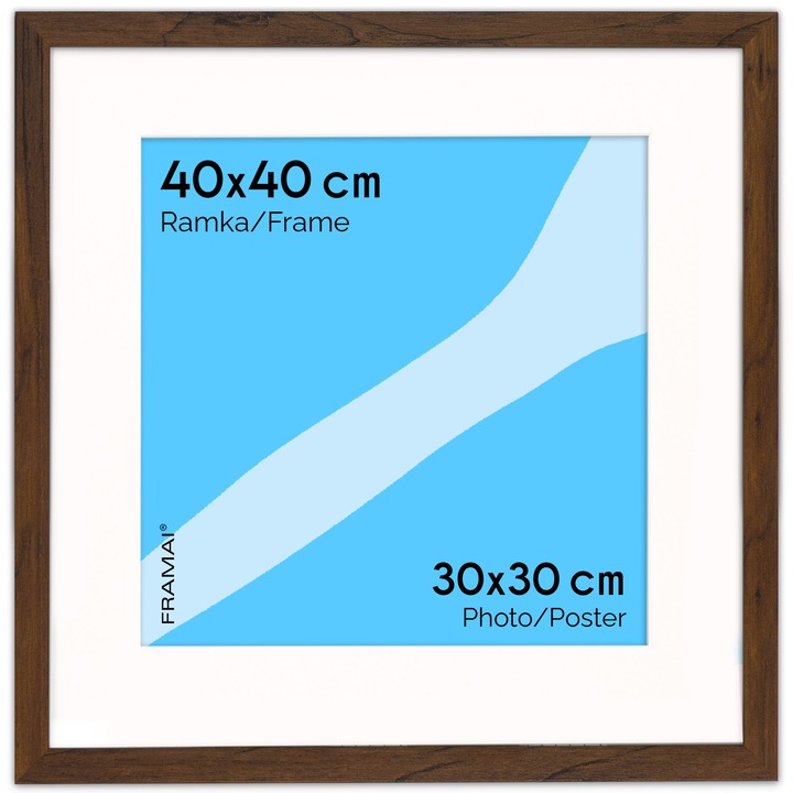 Rama foto clasica Framai 40x40 cm cu passe-partout 30x30 cm, culoare bruna