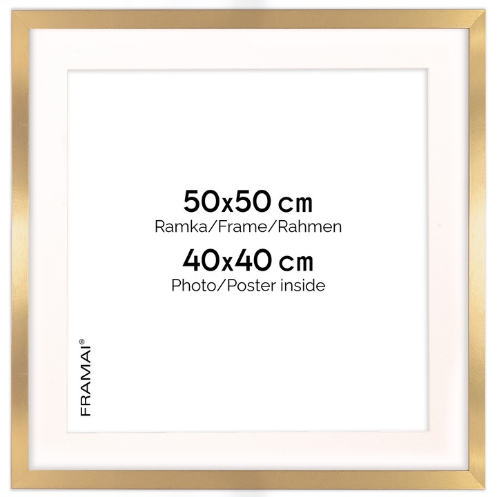Klasszikus Framai képkeret 50x50 cm, passe-partout-val 40x40 cm, arany színű