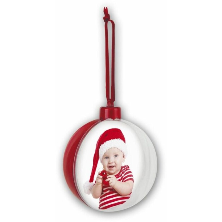 Rama foto tip glob de Craciun, Zep, rosu