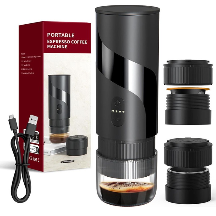 Преносима еспресо машина Duueyct, 20bar, 1500mAh, съвместима със смляно кафе и капсули, за къмпинг и пътувания