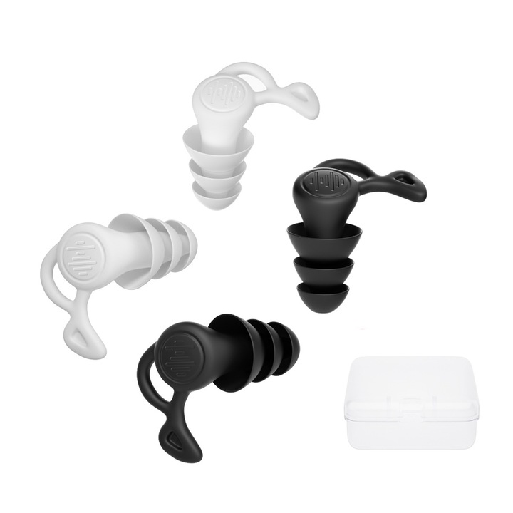 Casti de urechi reutilizabile din silicon, COMEWE, set de 2 perechi, reducere zgomot 33 dB, confortabile, pentru somn si activitati diverse