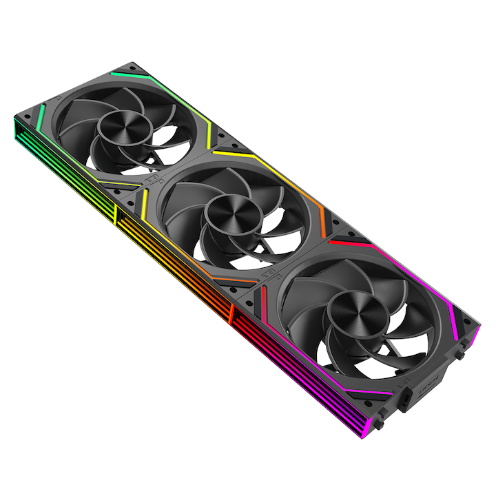 Ventilátor PC szett 3 db, Jungle Leopard Interstellar V2RS, 120x120x25mm, 1850 RPM, 68 CFM, 32 dB, ARGB, fekete, fordított áramlás