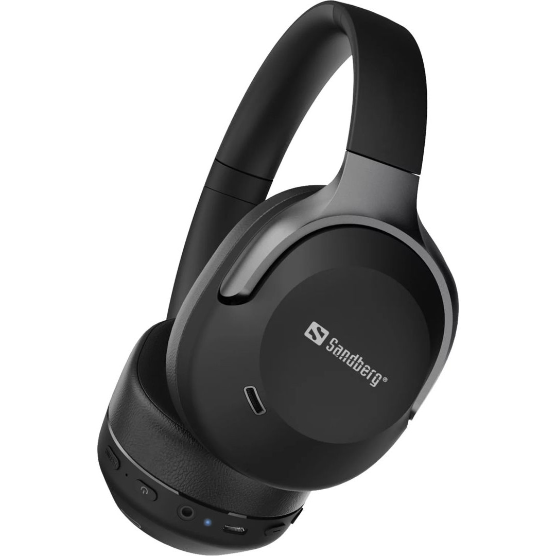 Casti Bluetooth Sandberg Travel ANC+ENC, microfon, 10m, negru